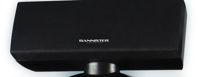 Plate III - center channel Bannister 8800 Elite Series center channel - Plate III, horizontal dialogue speaker on its table stand